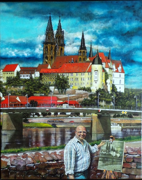 Peter Dudkowiak malt die Meißner Albrechtsburg