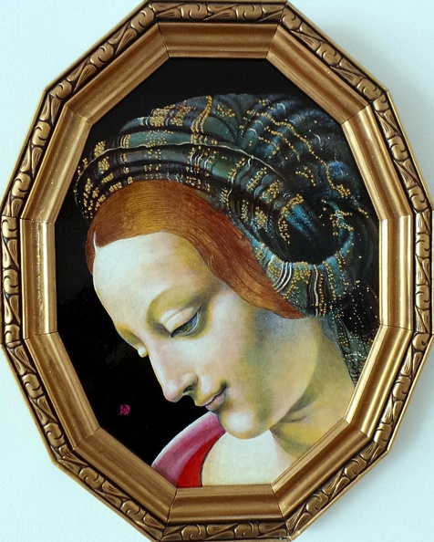 Peter Dudkowiak, Kleines Kopfporträt Madonna Litta, 2019, Öl in altmeisterlicher Schichtenmalerei, 46 x 38 cm mit vergoldeten Rahmen, Mdf-Platte_20120110_204137.jpg